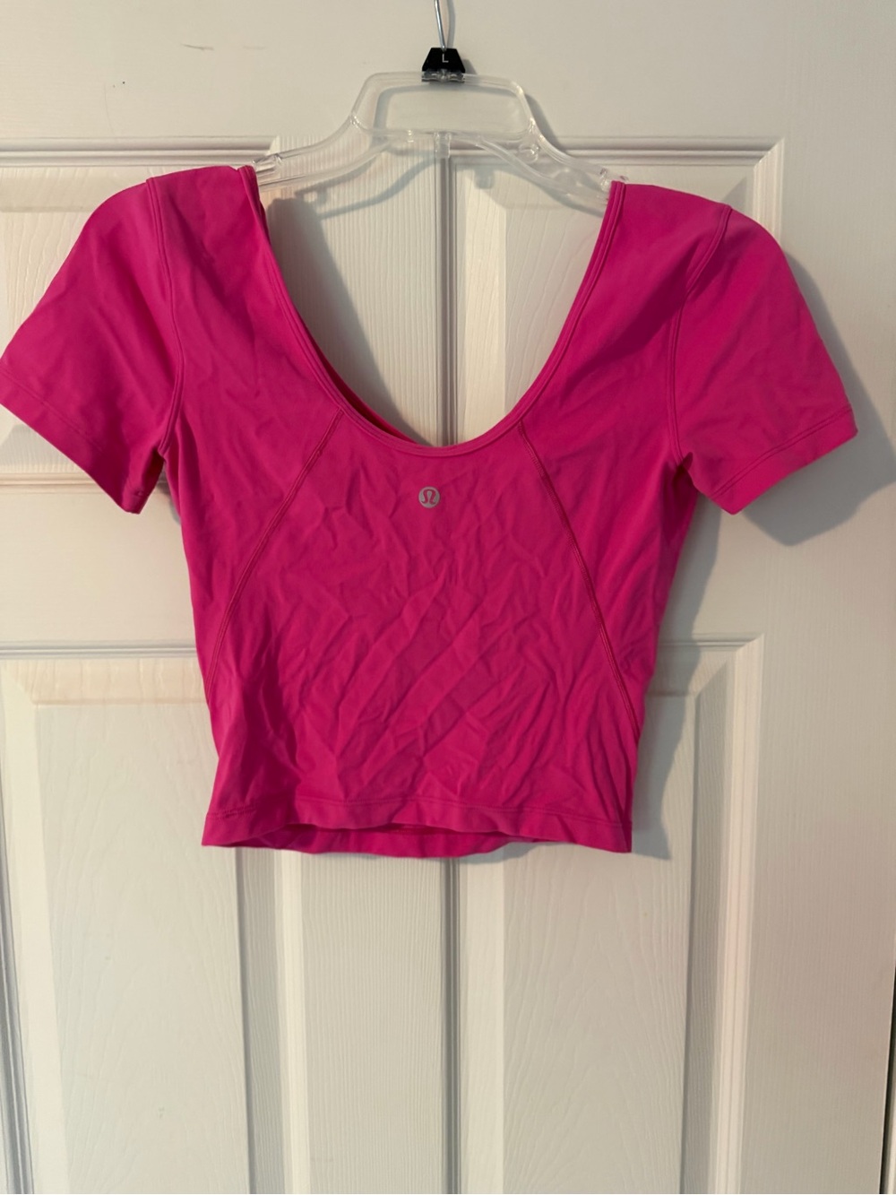 lululemon athletica Hot Pink Scoop-Back Short Sleeve Crop Top